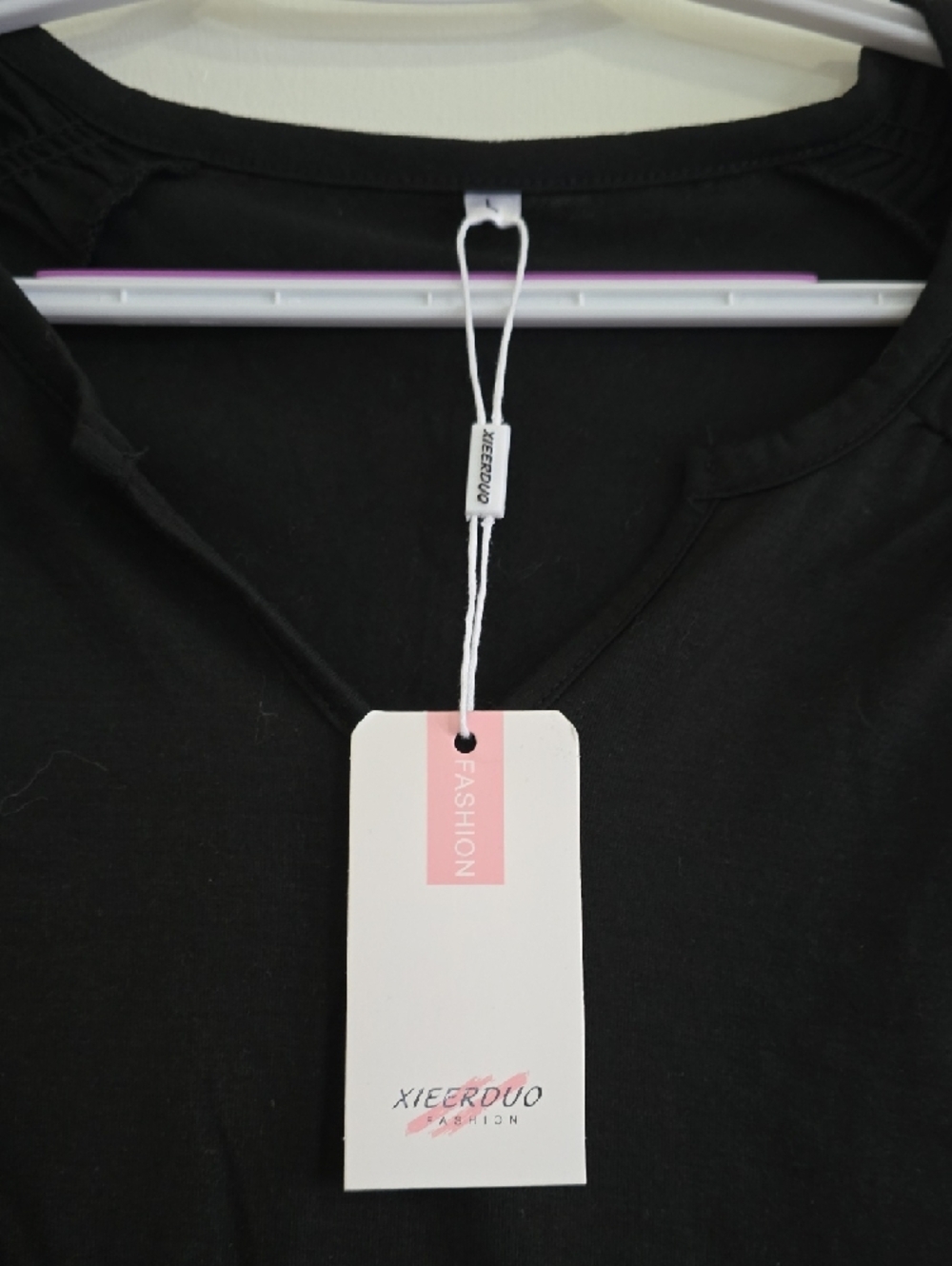 Black Smocked Shoulder Short Sleeve Tee - Picture 2 of 5